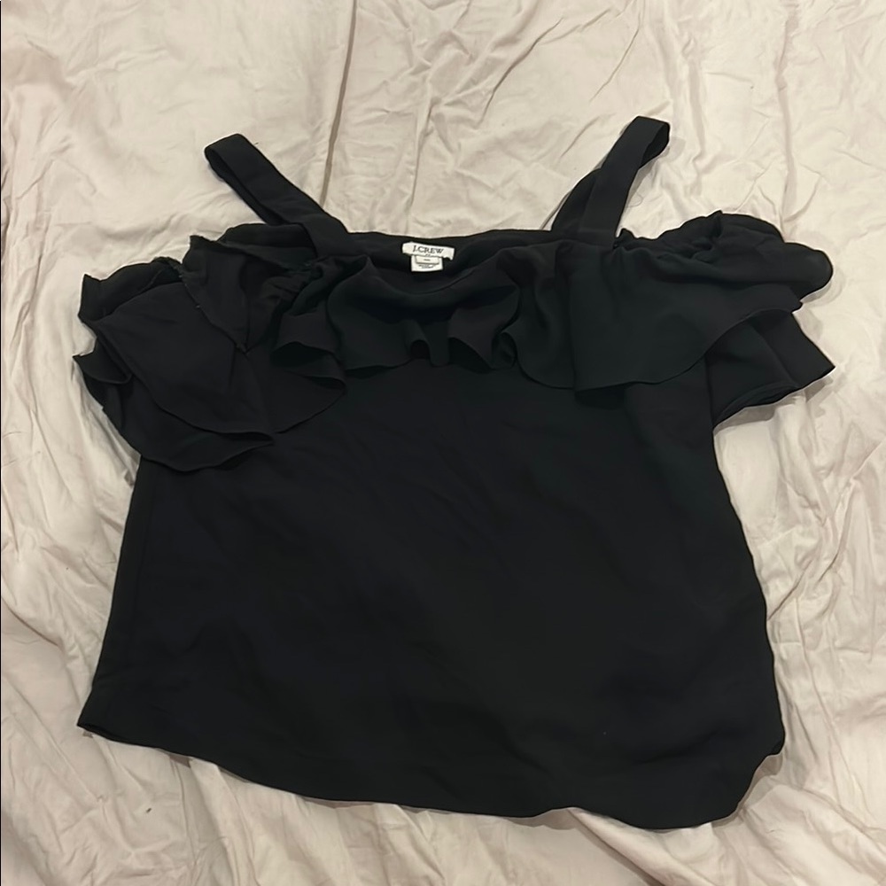 J. Crew Black Ruffled Off-the-Shoulder Blouse